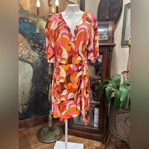 Ava & Viv Multicolor Tropical Tie Wrap Romper
